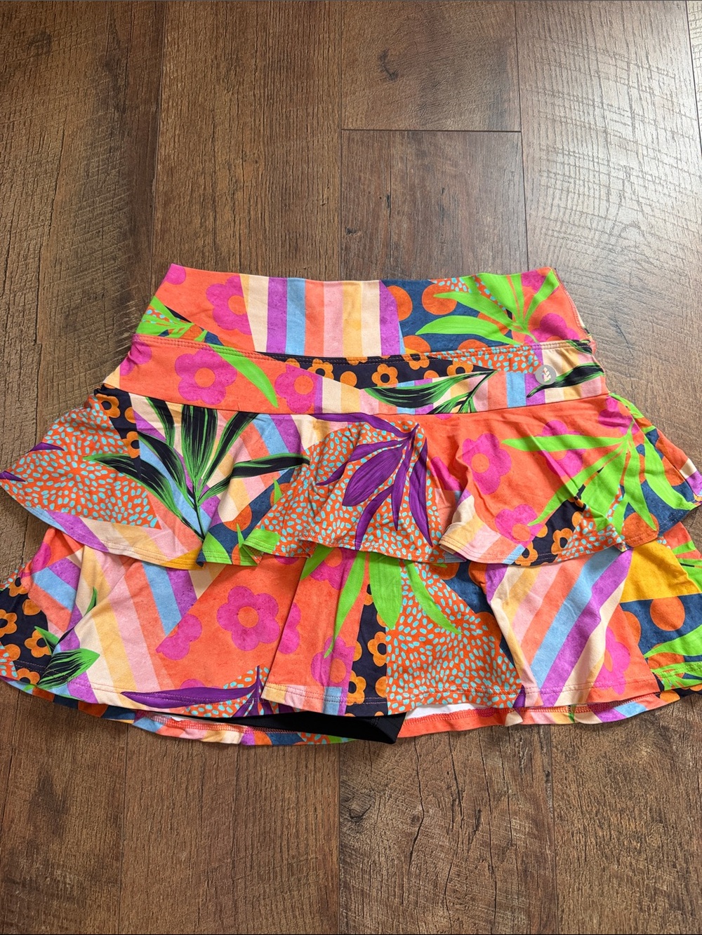 Colorful Floral Tiered Skater Skirt - Multicolor